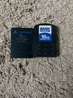 Sony PlayStation 2 Black 8MB Memory Card (with Extra 16MB Card)